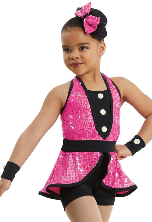 Pre-Owned Costume Weissman  11014 Small Child Pink Peplum Jazz Sequin