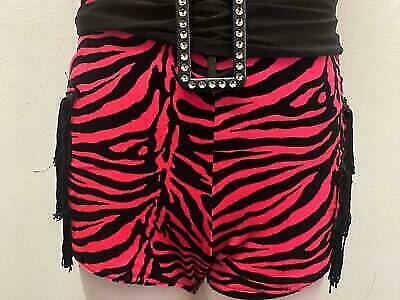 Pre-Owned Costume Weissman  4260 Large Child Pink Zebra Fringe Unitard Jazz Pageant
