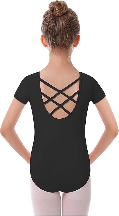 Pre-Owned Leotard Short Sleeve Criss Cross back XL Child Dark Purple