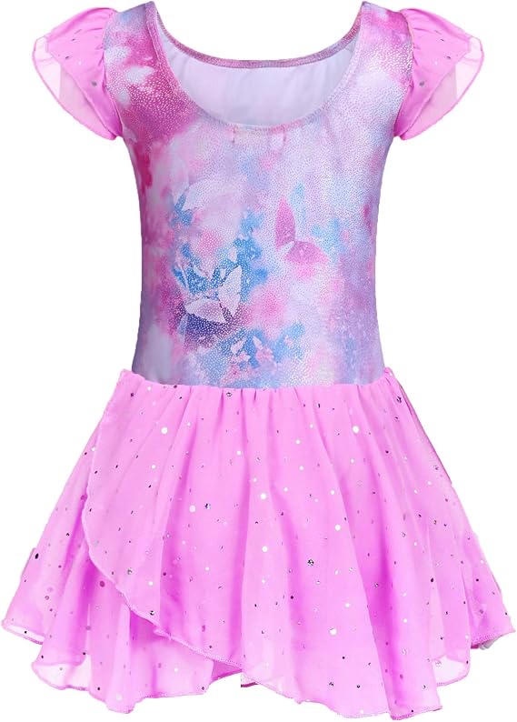 Pre-Owned Leotard Dress Arshiner XL Child Pink Blue Ballet Tap Jazz