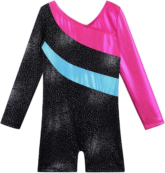 Pre-Owned Gymnastics Biketard Black Sparkle Small Child Acro Tumbling