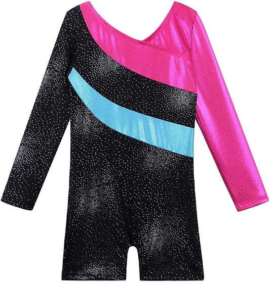 Pre-Owned Gymnastics Biketard Black Sparkle Small Child Acro Tumbling
