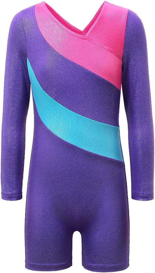 Pre-Owned Gymnastics Biketard Purple Sparkle Small Child Acro Tumbling