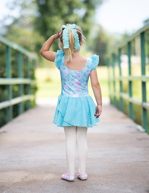 Pre-Owned Leotard Dress Flutter Sleeve Mermaid Medium Child Sparkle Skirt
