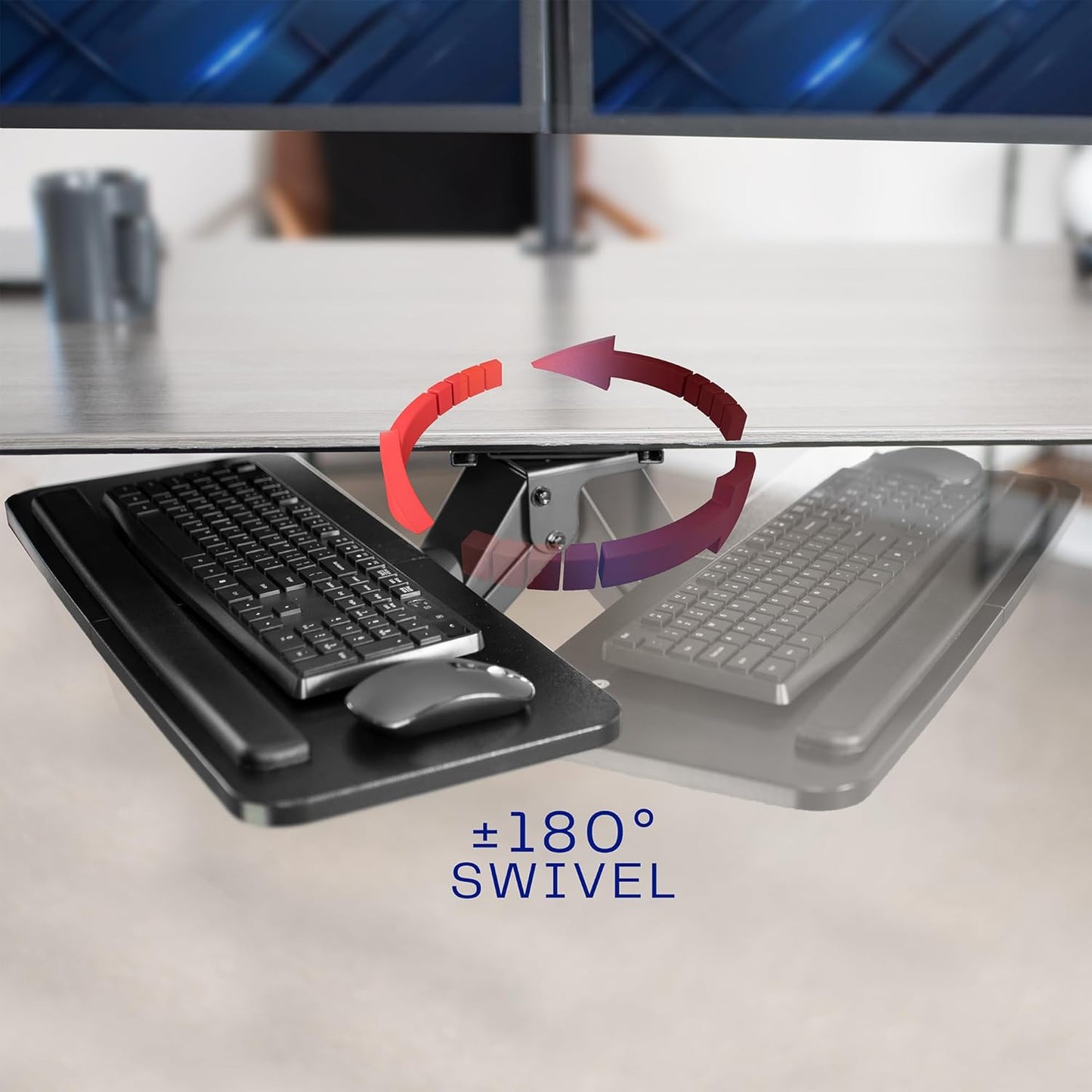 NEW VIVO Adjustable Computer Keyboard & Mouse Platform Tray Ergonomic Under Table Desk Mount Drawer Underdesk Shelf (MOUNT-KB03B)