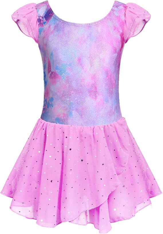 Pre-Owned Leotard Dress Arshiner XL Child Pink Blue Ballet Tap Jazz
