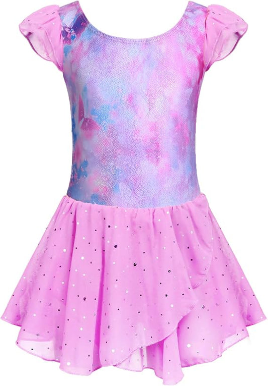 Pre-Owned Leotard Dress Arshiner XL Child Pink Blue Ballet Tap Jazz