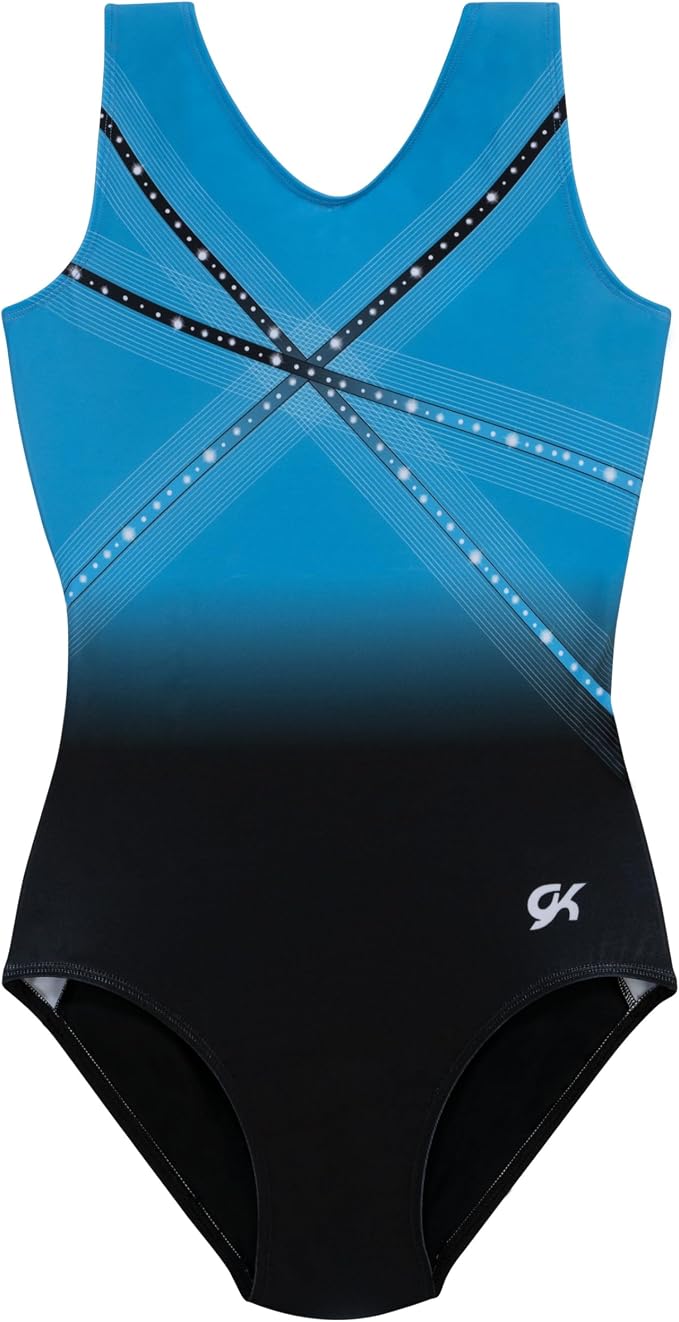 Pre-Owned Gymnastics Leotard GK Elite Medium Child Blue Sparkle Acro Tumbling