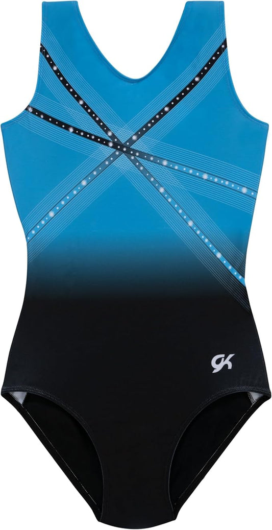 Pre-Owned Gymnastics Leotard GK Elite Medium Child Blue Sparkle Acro Tumbling