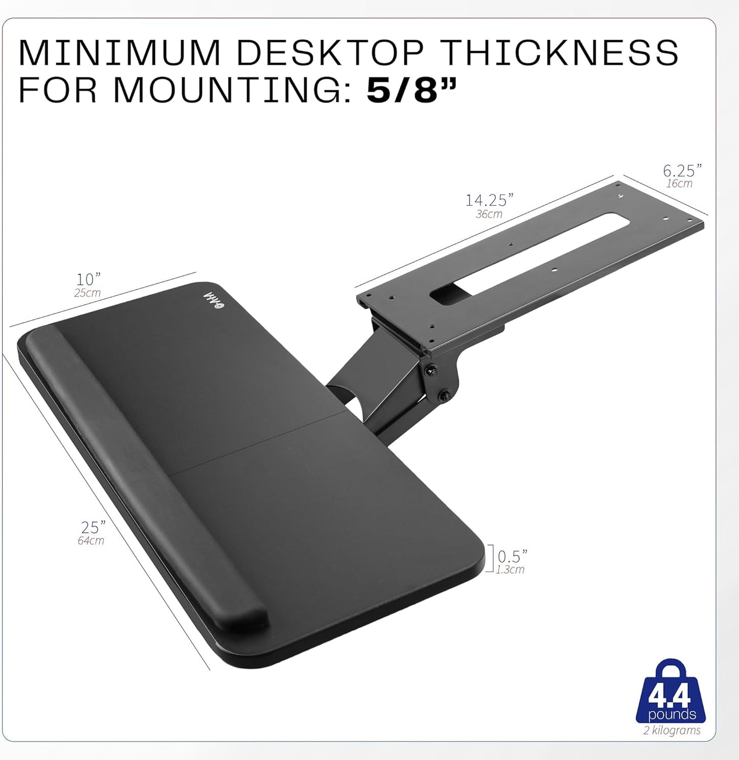 NEW VIVO Adjustable Computer Keyboard & Mouse Platform Tray Ergonomic Under Table Desk Mount Drawer Underdesk Shelf (MOUNT-KB03B)