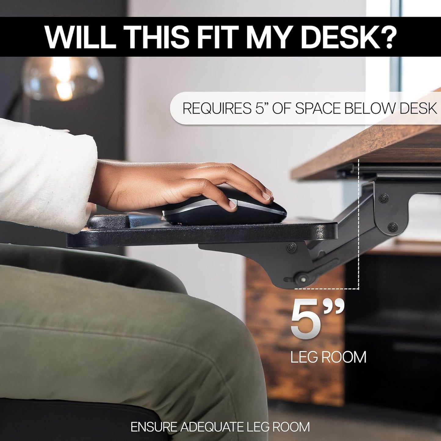 NEW VIVO Adjustable Computer Keyboard & Mouse Platform Tray Ergonomic Under Table Desk Mount Drawer Underdesk Shelf (MOUNT-KB03B)