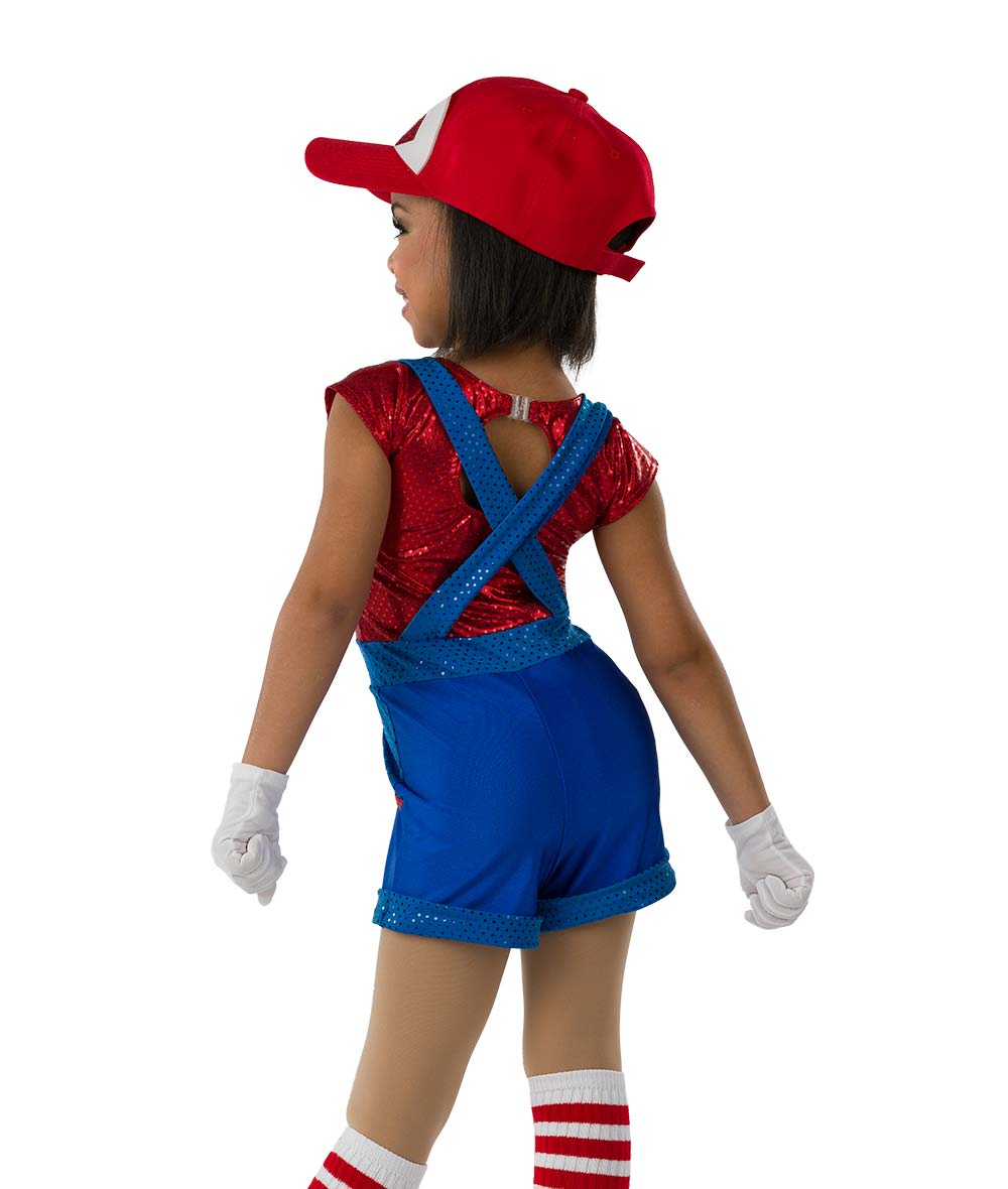 Pre-Owned Costume Jazz Small Child Red A Wish Come True Overalls Tap Hip Hop Clogging
