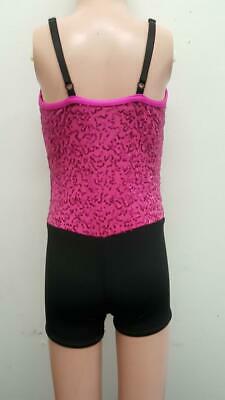 Pre-Owned Costume Weissman  6864 Medium Child Pink Unitard Jazz Sequin
