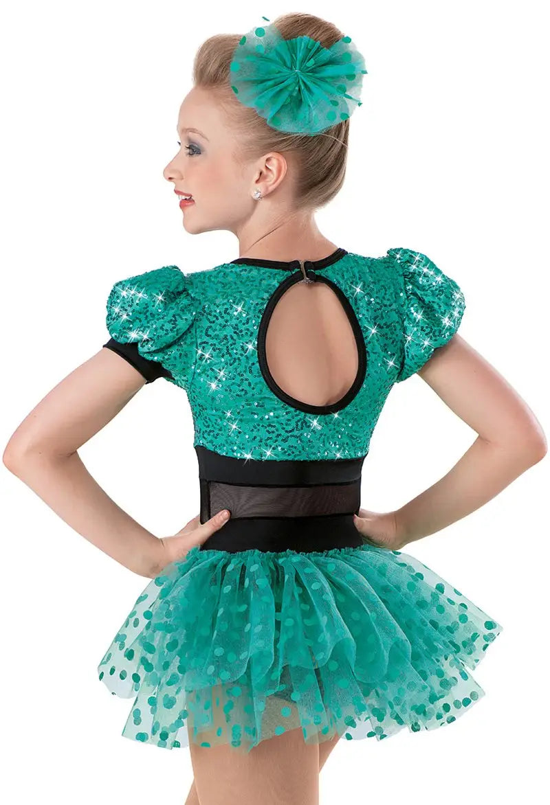 Pre-Owned Costume Large Child Pink Weissman 7620 Jazz Tap Clogging Musical Theater Polka Dots Sequin Dress