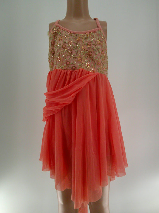 Pre-Owned Costume Art Stone  26051 XL Child Peach Dress Ballet Sequin 1