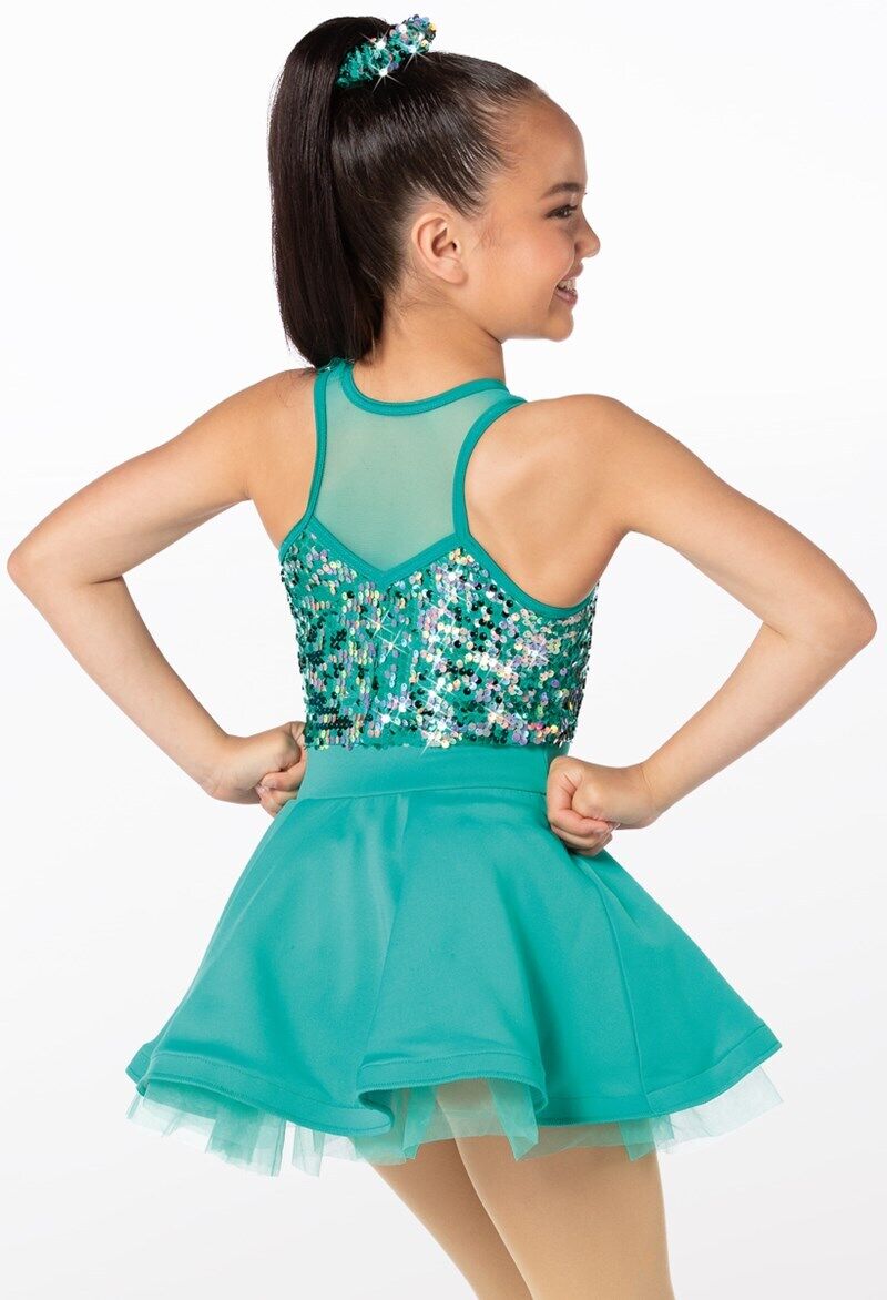 Pre-Owned Costume Weissman 12619 Large Child Teal Dress Jazz Sequin