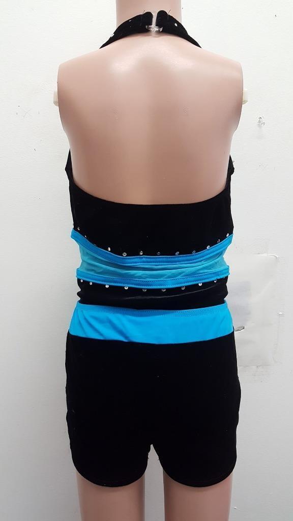 Pre-Owned Costume Weissman  4434 XL Child Turquoise Unitard Jazz Acro Mesh & Stones