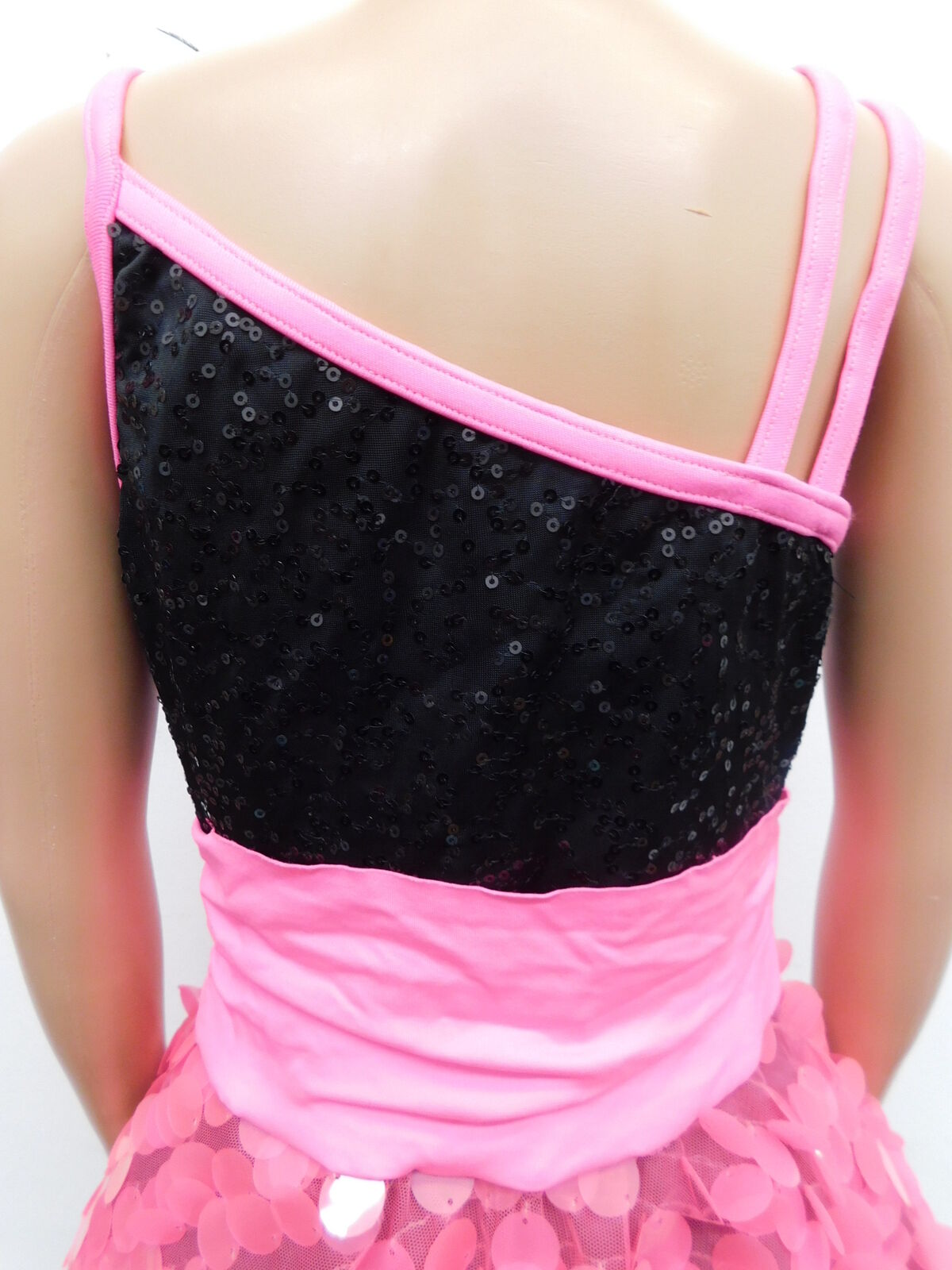 Pre-Owned Costume Weissman  7806 Large Child Hot Pink Dress Jazz  Sequins