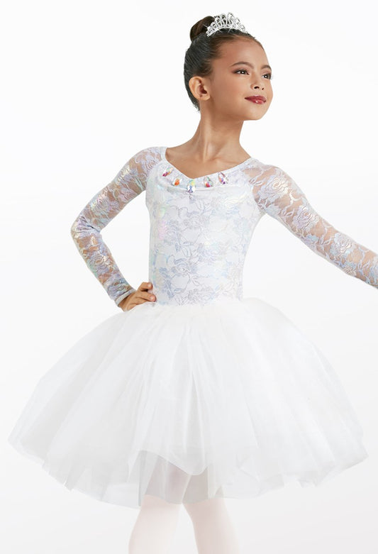 Pre-Owned Costume Weissman  10939 Small Child White Long Tutu Ballet Glitter