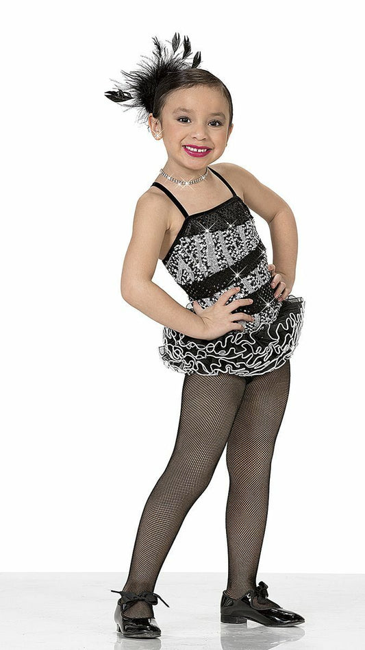 Pre-Owned Costume Art Stone  2026 Large Child Black White  Jazz Tap Sequin