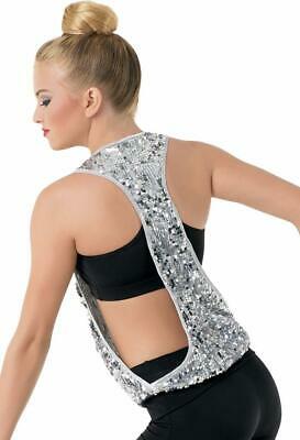 Pre-Owned Costume Sequin Tank Medium Adult Balera SQ8079 Silver