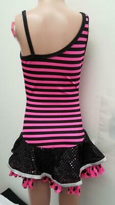 Pre-Owned Costume Jazz Medium Child Pink Curtain Call Dress Stripes Tap Clogging Hip Hop