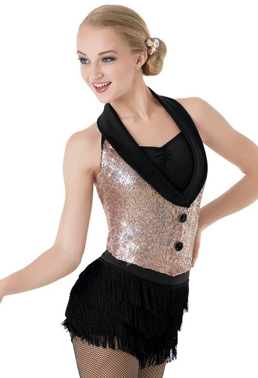 Pre-Owned Costume Weissman  8493 Small Child Gold Suit Vest Jazz Sequin