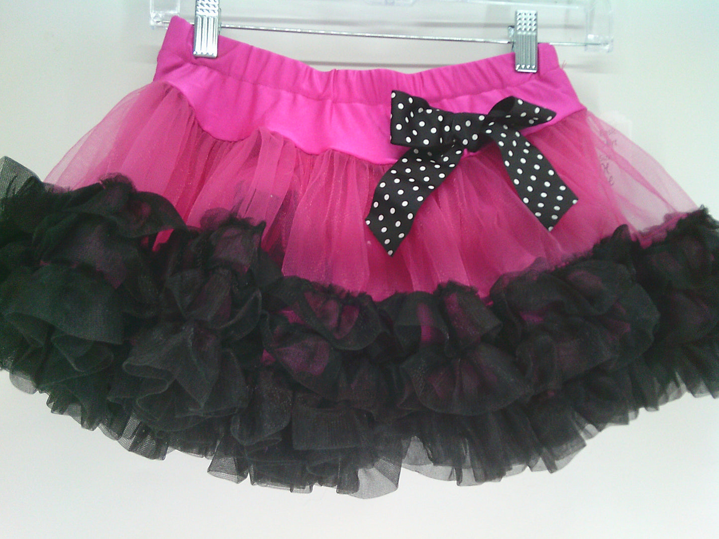 Pre-Owned Tutu Petticoat Skirt Child Large be Wicked Hot Pink Black jazz Tap