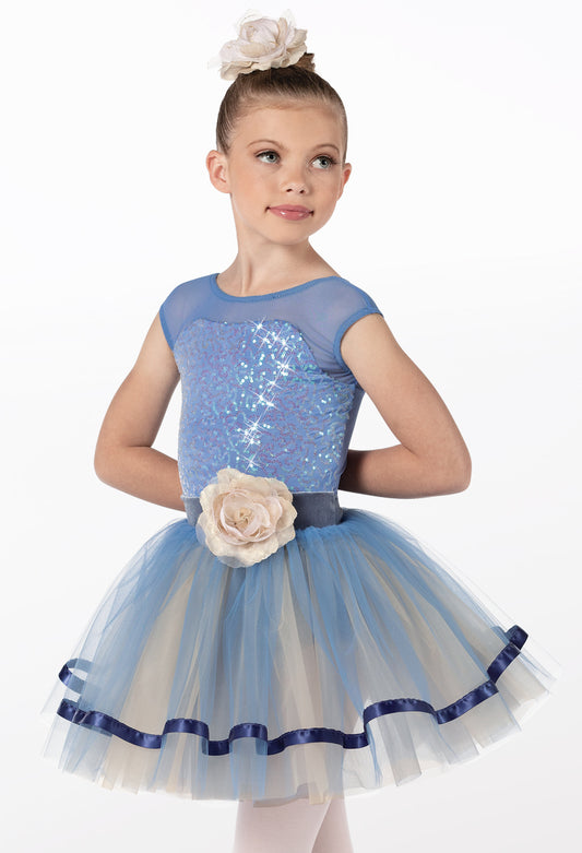 Pre-Owned Costume Weissman  14401 Medium Child Blue Tutu Dress Ballet Sequin