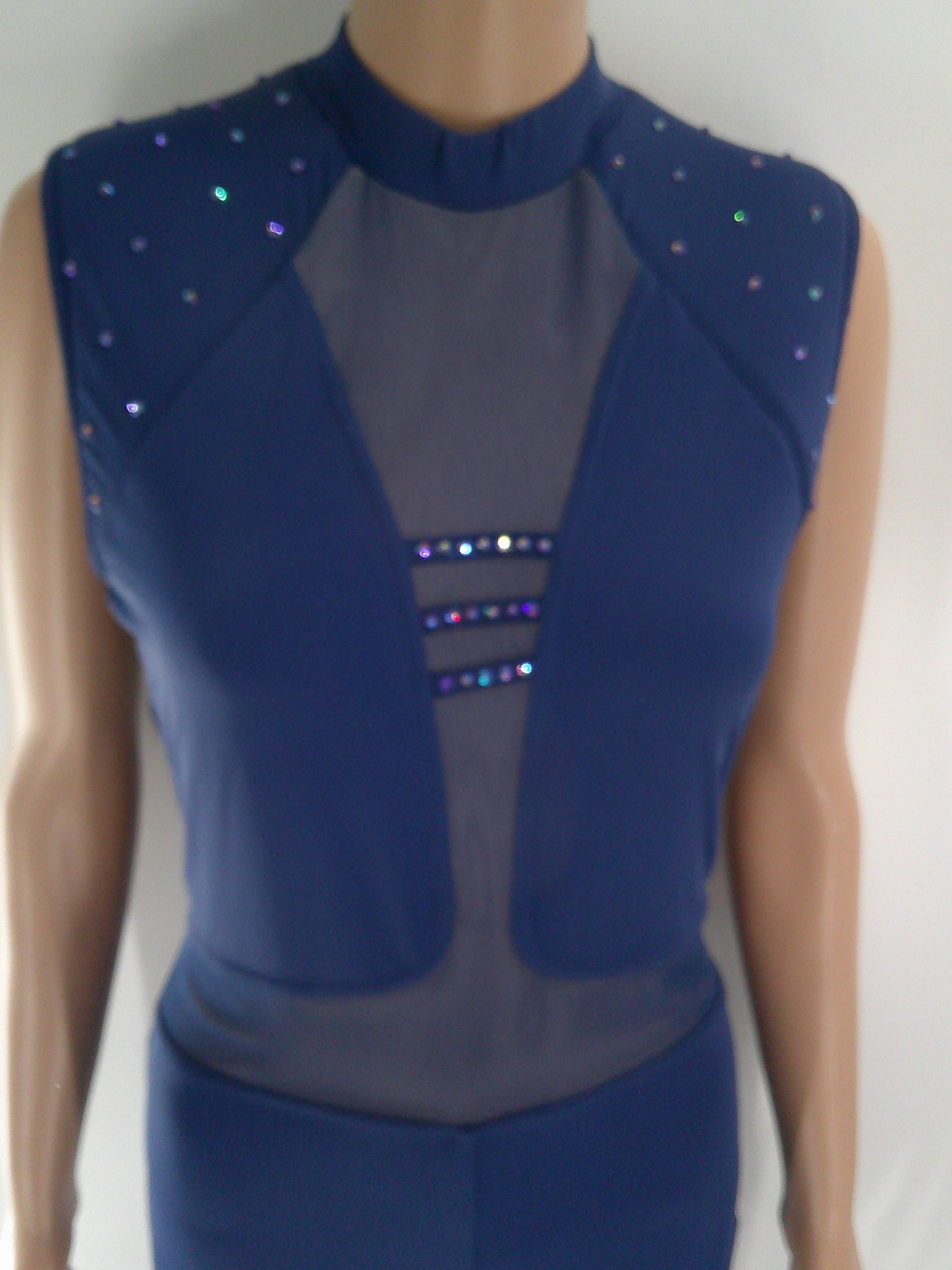 Pre-Owned Costume Weissman  MT12258 Small Adult Blue Jumpsuit Jazz Rhinestones