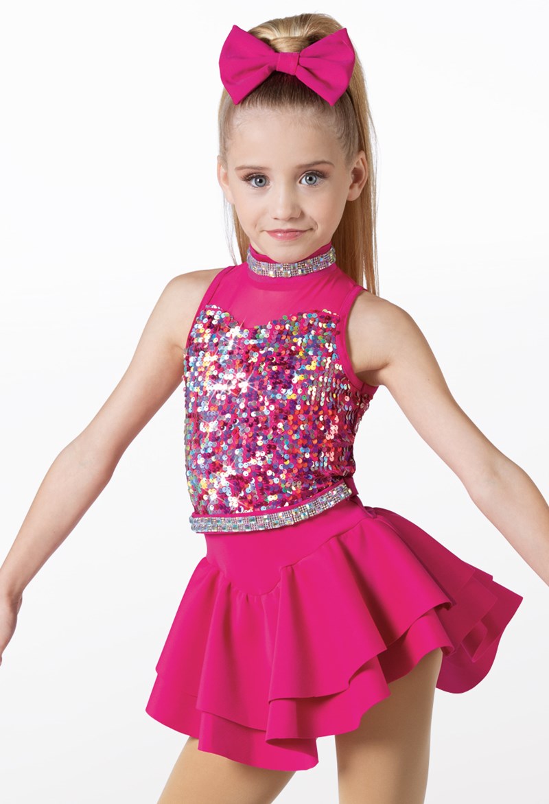 Pre-Owned Costume Weissman  14160 6x-& Child Pink Dress Jazz Sequin