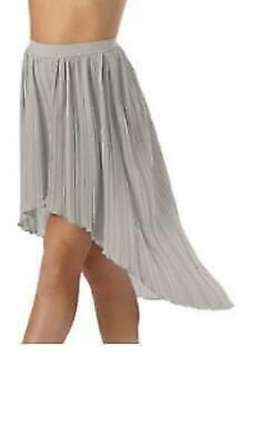 Pre-Owned Skirt Balera S6734 Medium Child Gray Pleated Hi-Low Contemporary Costume
