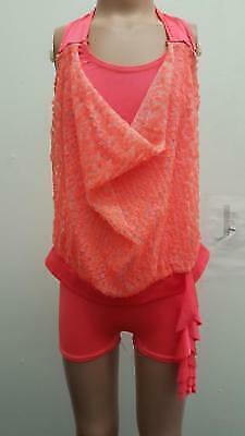 Pre-Owned Costume Costume Gallery   Large Child Orange Unitard Jazz Sequin
