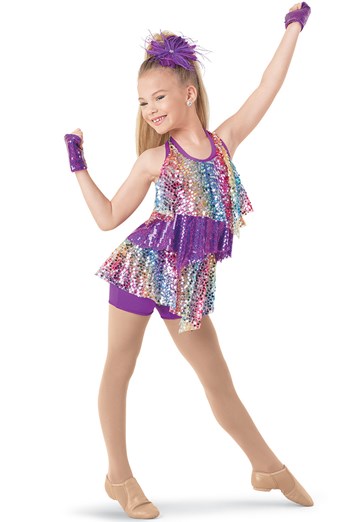 Pre-Owned Costume Weissman  9320 Medium Child Purple   Jazz Tap Sequin