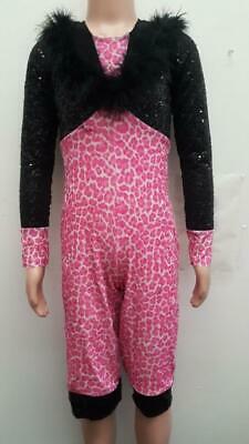 Pre-Owned Costume Art Stone  0052 Art Medium Child Pink  Feathers Jazz Clogging Sequin