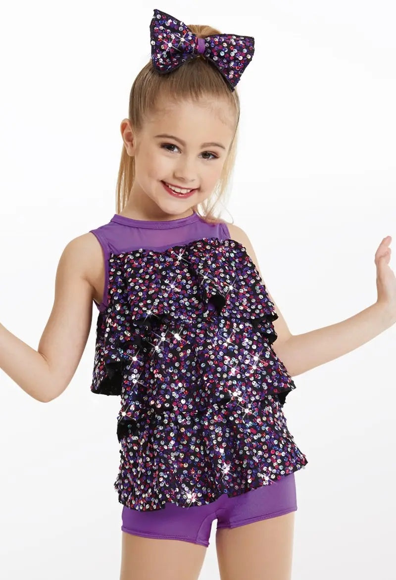 Pre-Owned Costume Weissman  11988 Int Child Purple  Ruffles Jazz Sequin