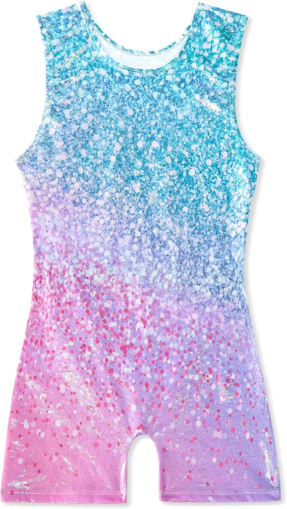 Pre-Owned Gymnastics Leotard Small Child Bubble Sparkle Biketard Acro Jazz