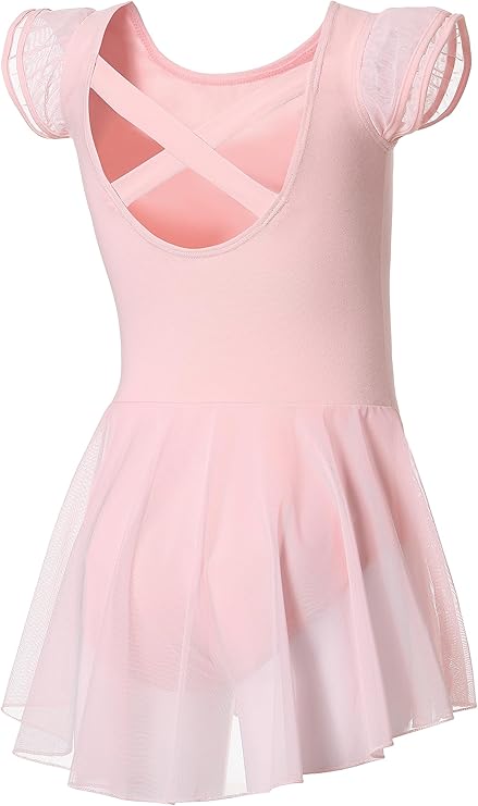 Pre-Owned Leotard Dress Flutter Sleeve Lt Pink XL Child Skirt Ballet Tap