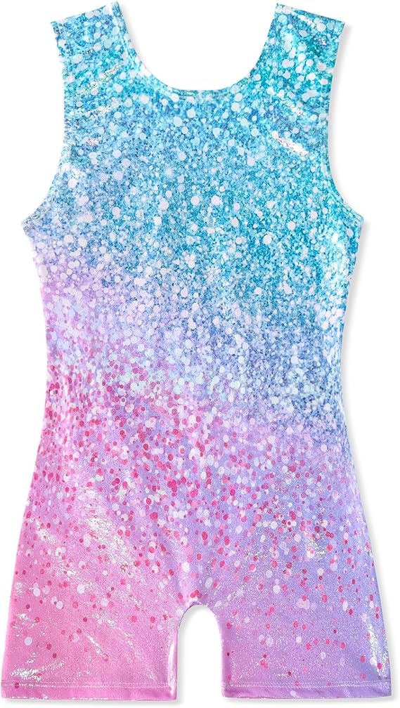 Pre-Owned Gymnastics Leotard Small Child Bubble Sparkle Biketard Acro Jazz