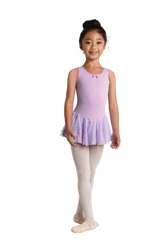 Pre-Owned Leotard Dress Danz N Motion 264 Lavender Inter Child 6x-7 Ballet Tap Jazz