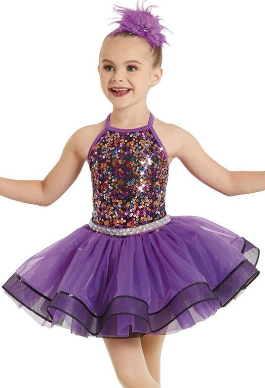 Pre-Owned Costume Weissman  12029 Large Child Purple Tutu Jazz Sequins