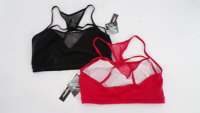 Pre-Owned Crop Top Body Wrappers Sports Bra Black XS Adult Strappy Back Mesh