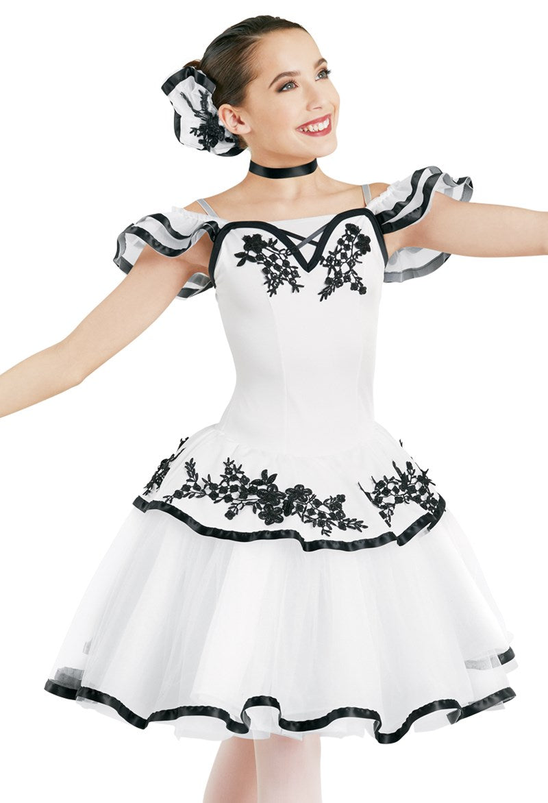 Pre-Owned Costume Medium Adult White Weissman 11058 Ballet Pointe YAGP Embroidery Tutu Lace