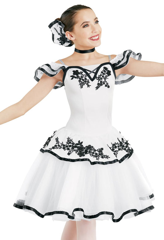 Pre-Owned Costume Medium Adult White Weissman 11058 Ballet Pointe YAGP Embroidery Tutu Lace