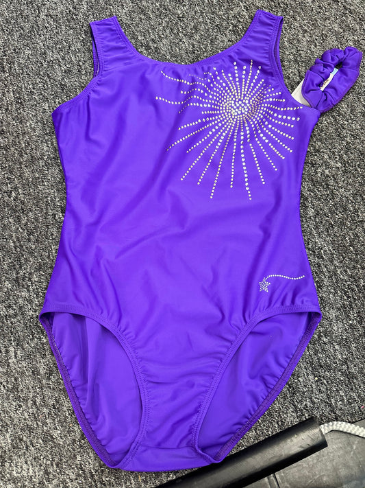 New NEW Leotard Destira Purple Burst Large Adult Tumbling Acro