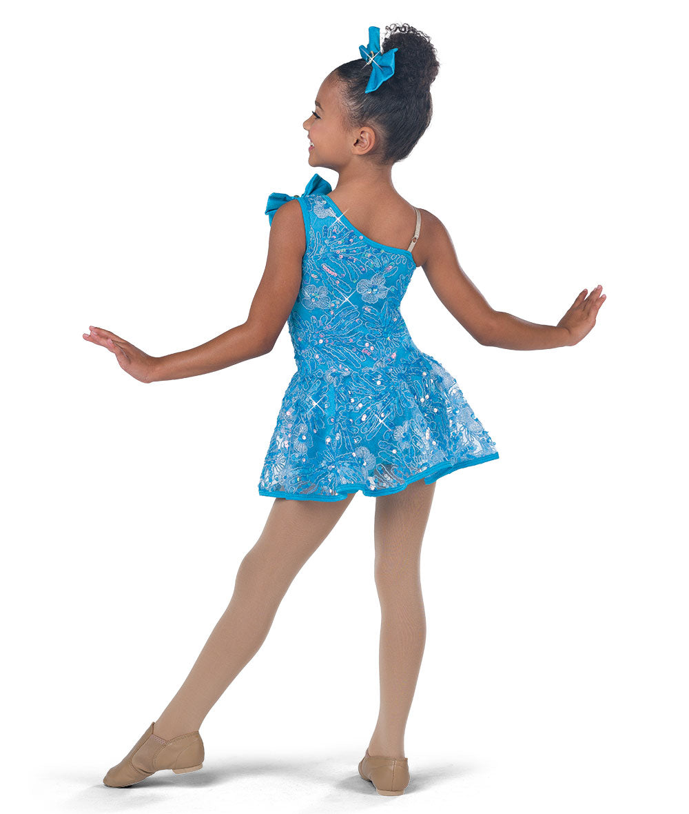 Pre-Owned Costume Medium Child Blue A Wish Come True 25096Y Jazz Tap Musical Theater Dress Sequin Lace