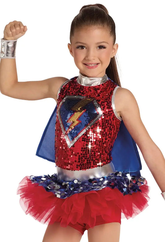 Pre-Owned Costume Weissman 8745 Medium Child Red Dress Jazz Sequin Super Hero