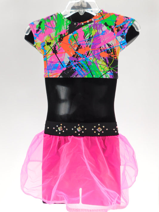 Pre-Owned Costume Kelle   XS Child Bright Colors 2 pc Jazz Rhinestone