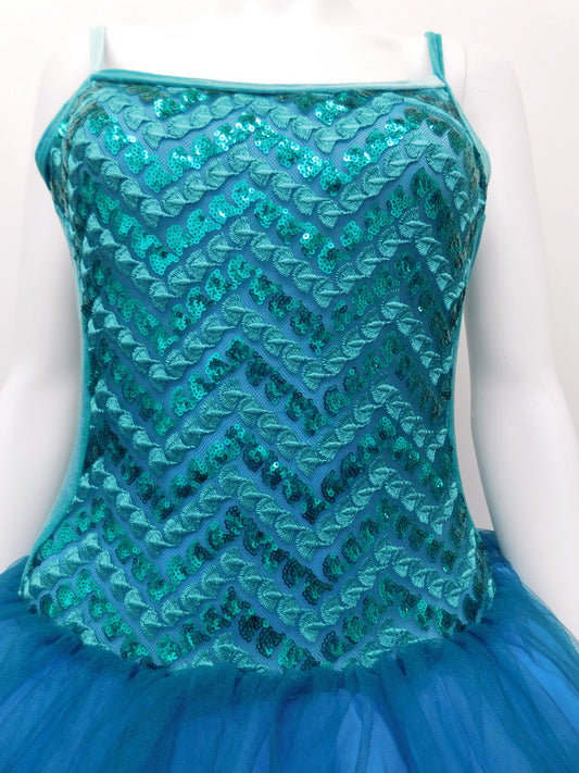 Pre-Owned Costume Curtain Call E1666 Small Adult Turquoise Tutu Ballet