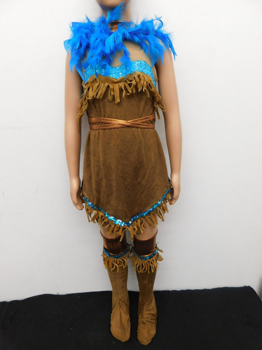Pre-Owned Costume AWCT  15788 Small Child Brown Blue  Indian Jazz Pocahontas
